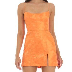 Lucy in the Sky Jacquard Corset Dress in Orange Size XL